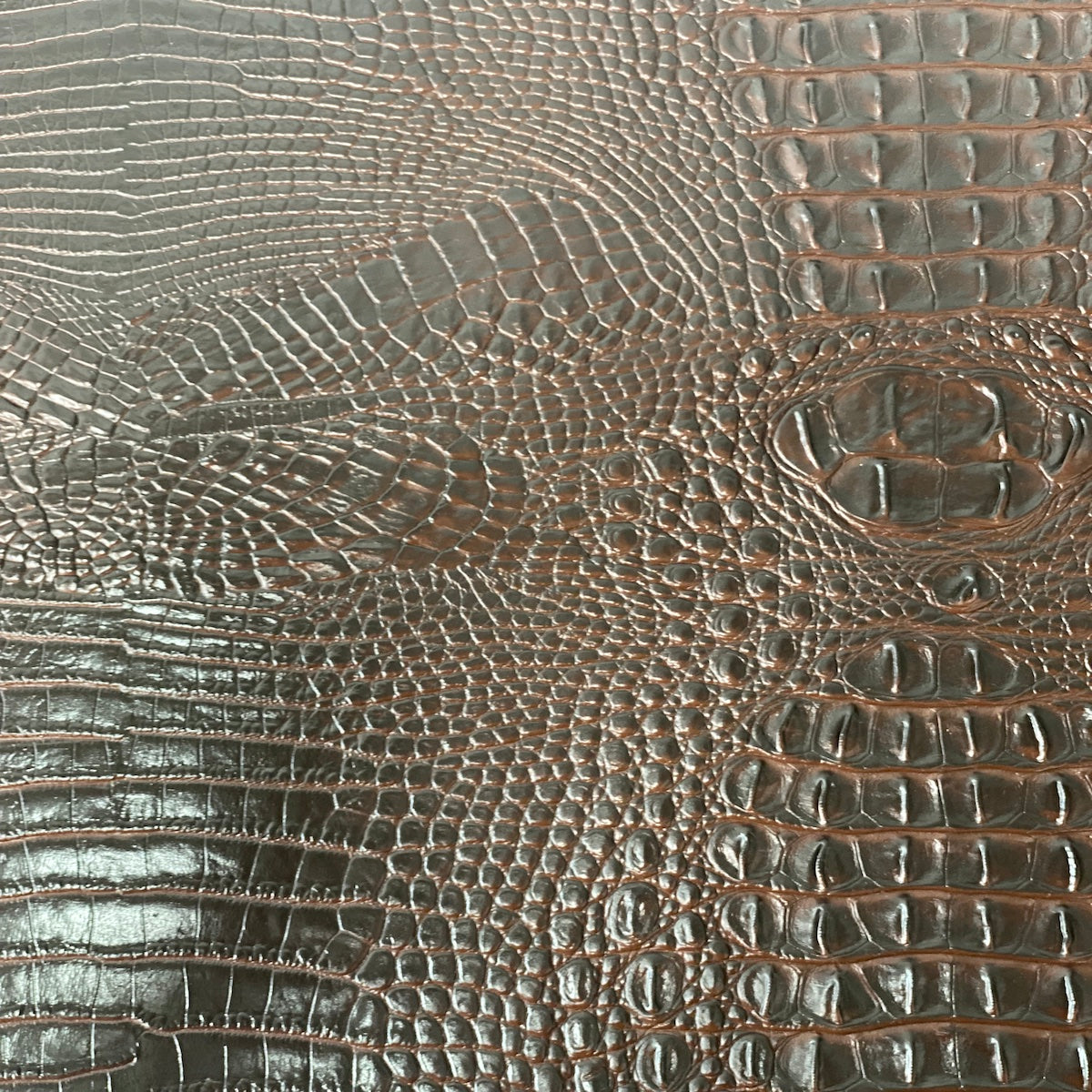 Dark Brown Amazon 3D Embossed Gator Faux Leather Vinyl Fabric - Fashion Fabrics LLC