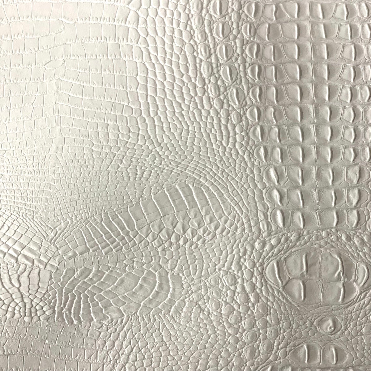 White Amazon 3D Embossed Gator Faux Leather Vinyl Fabric - Fashion Fabrics LLC