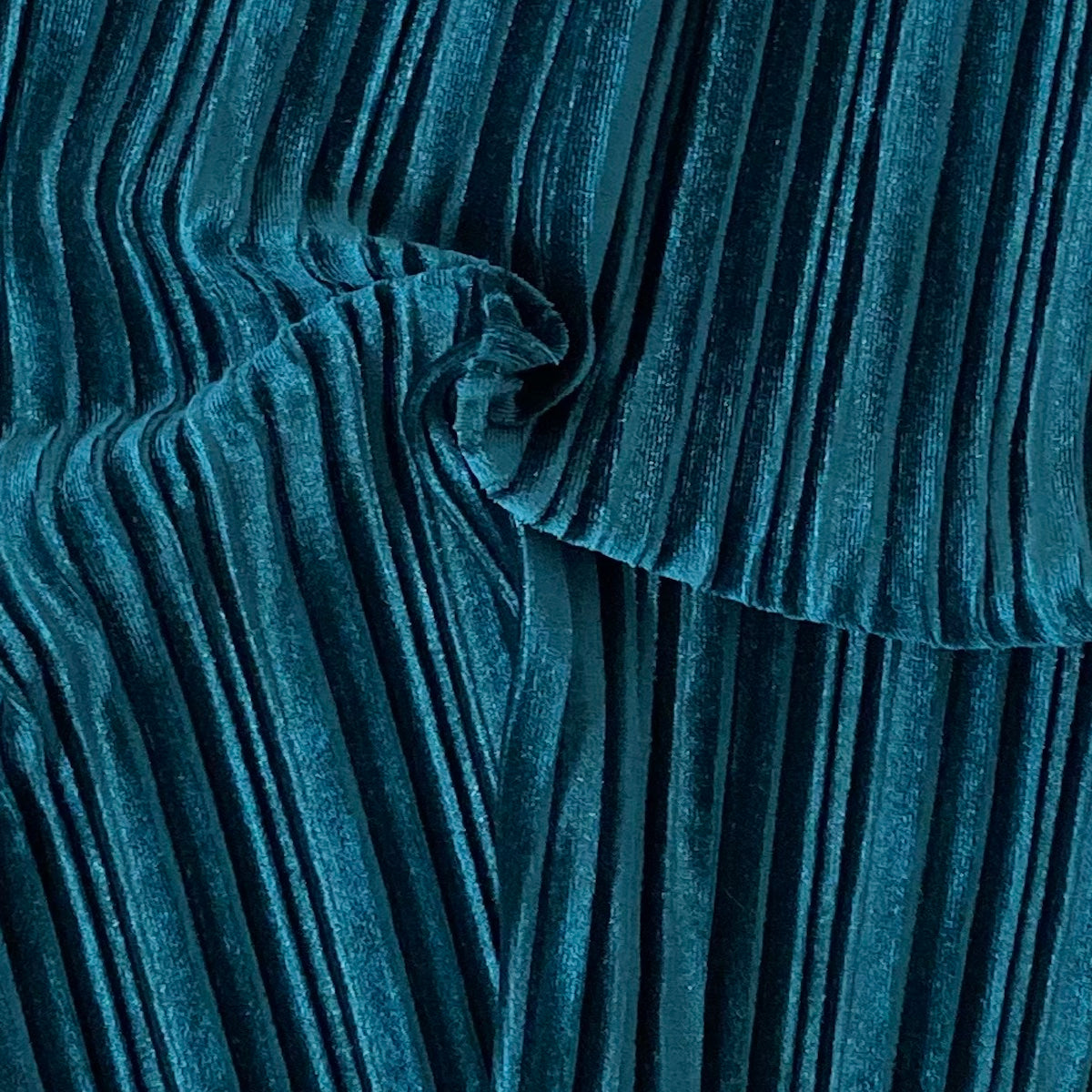 Emerald Green Pleated Stretch Velvet Fabric - Fashion Fabrics LLC