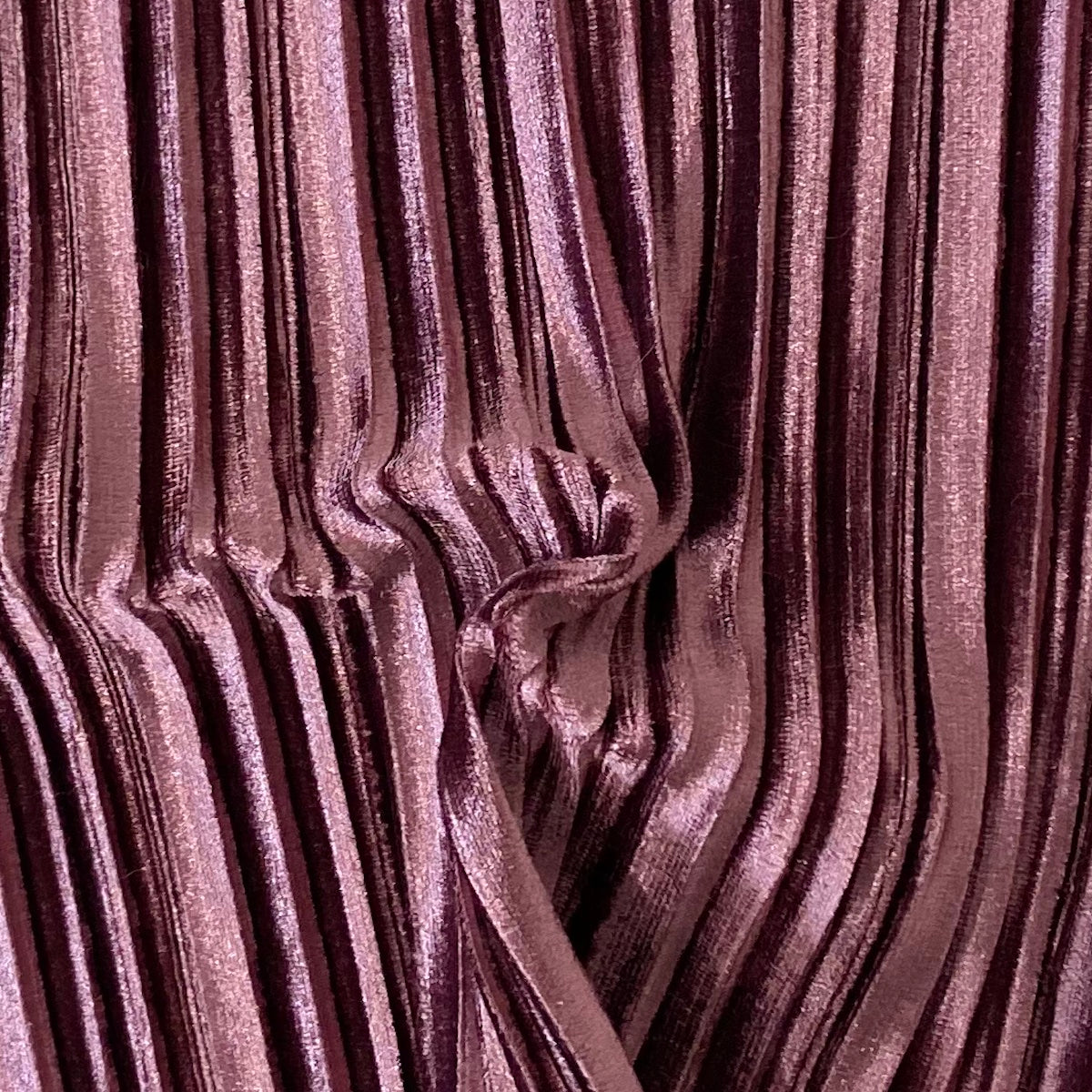 Mauve Pink Pleated Stretch Velvet Fabric - Fashion Fabrics LLC