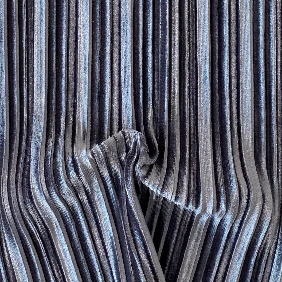 Gray Pleated Stretch Velvet Fabric - Fashion Fabrics LLC