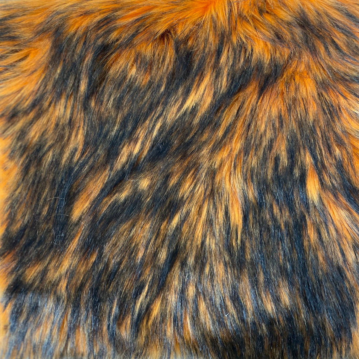Orange Black Husky Print Long Pile Shaggy Faux Fur Fabric - Fashion Fabrics LLC