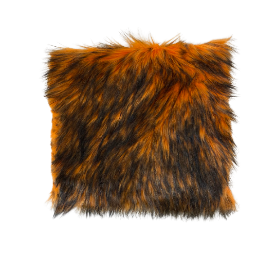 Orange Black Husky Print Long Pile Shaggy Faux Fur Fabric - Fashion Fabrics LLC