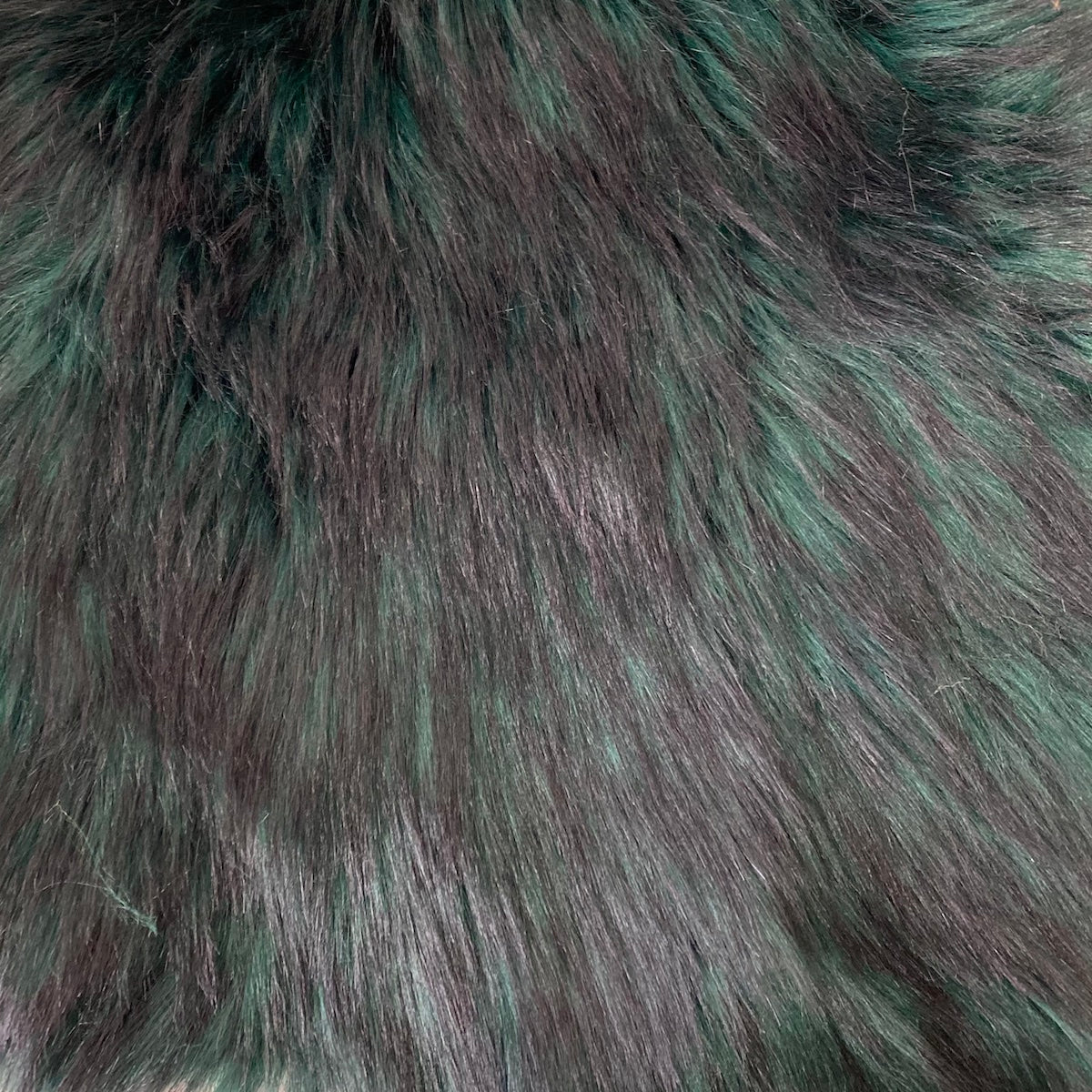 Hunter Green Black Husky Print Long Pile Shaggy Faux Fur Fabric - Fashion Fabrics LLC