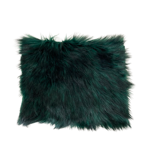 Hunter Green Black Husky Print Long Pile Shaggy Faux Fur Fabric - Fashion Fabrics LLC