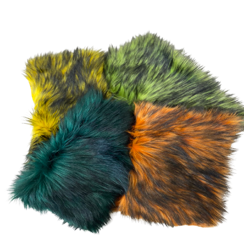 Lime Green Black Husky Print Long Pile Shaggy Faux Fur Fabric - Fashion Fabrics LLC