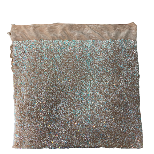 Pearl Blue | Nude Sequins Embroidered Stretch Velvet Rodeo Fabric - Fashion Fabrics LLC