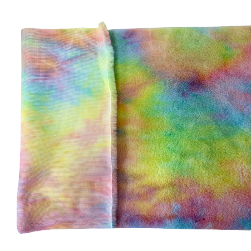 Rainbow Tie Dye Rabbit Soft Plush Short Pile Faux Fur Fabric