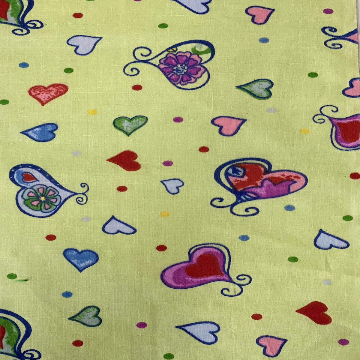 Mint Green Heart Shape Print Poly Cotton Fabric - Fashion Fabrics LLC