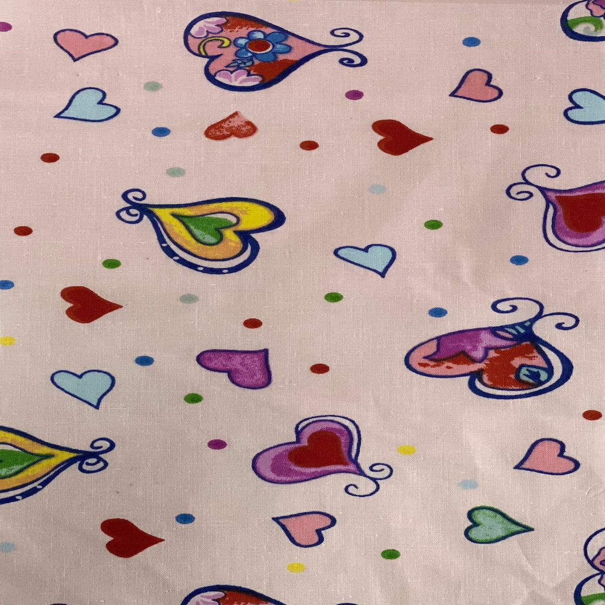 Pink Heart Shape Print Poly Cotton Fabric - Fashion Fabrics LLC