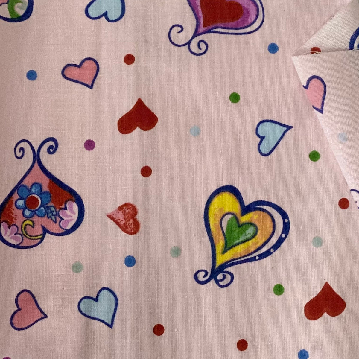 Pink Heart Shape Print Poly Cotton Fabric - Fashion Fabrics LLC