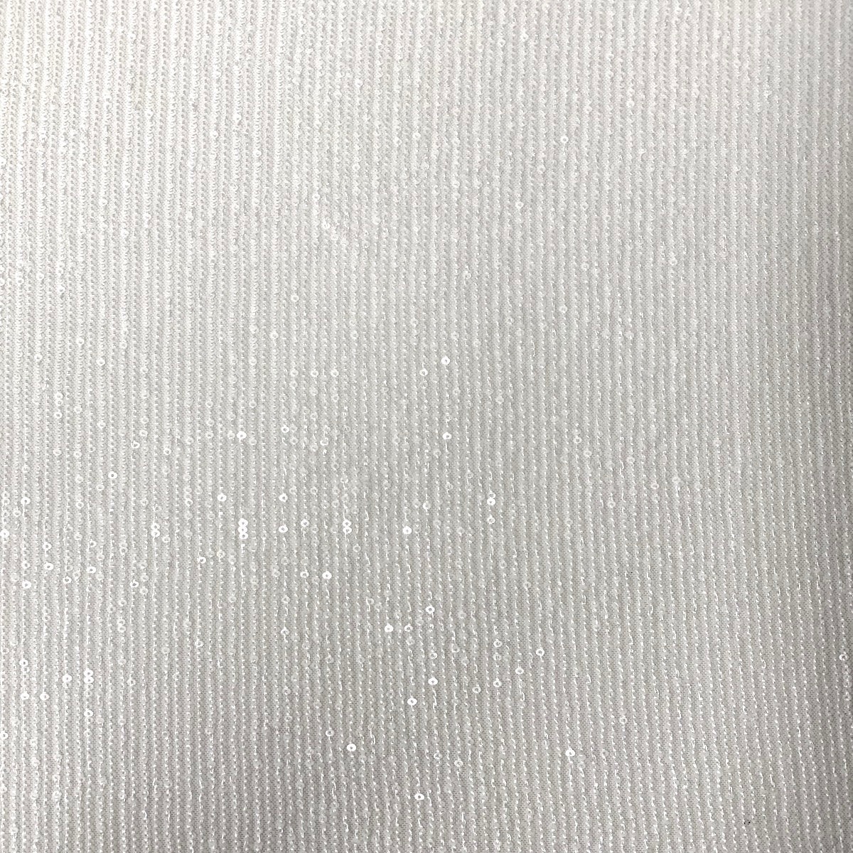 White Mille Striped Stretch Sequins Lace Fabric - Fashion Fabrics LLC