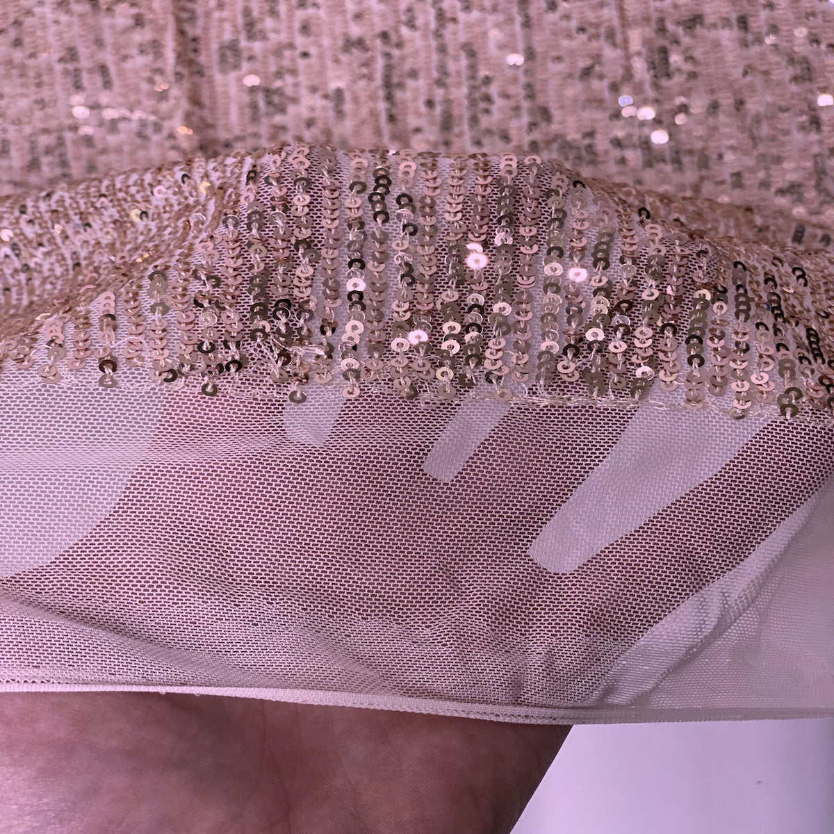Dusty Rose Mille Striped Stretch Sequins Lace Fabric - Fashion Fabrics LLC