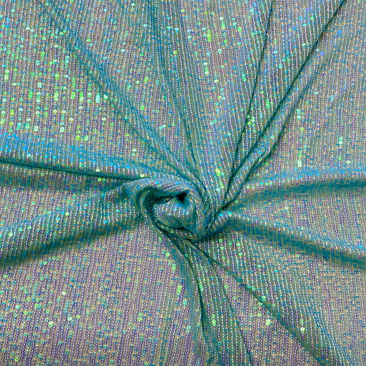 Pearl Blue Iridescent Mille Striped Stretch Sequins Lace Fabric - Fashion Fabrics LLC