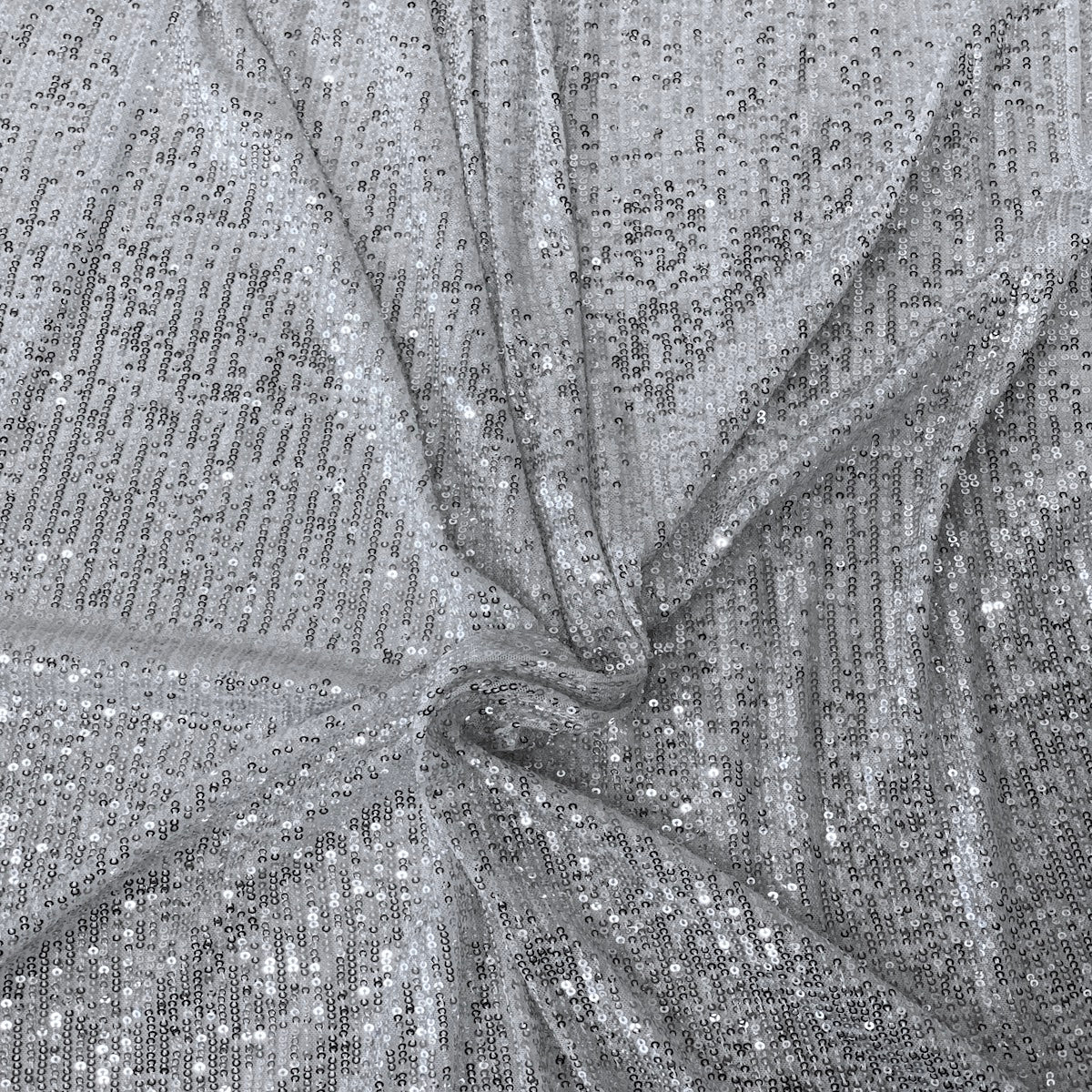 Silver Mille Striped Stretch Sequins Lace Fabric - Fashion Fabrics LLC