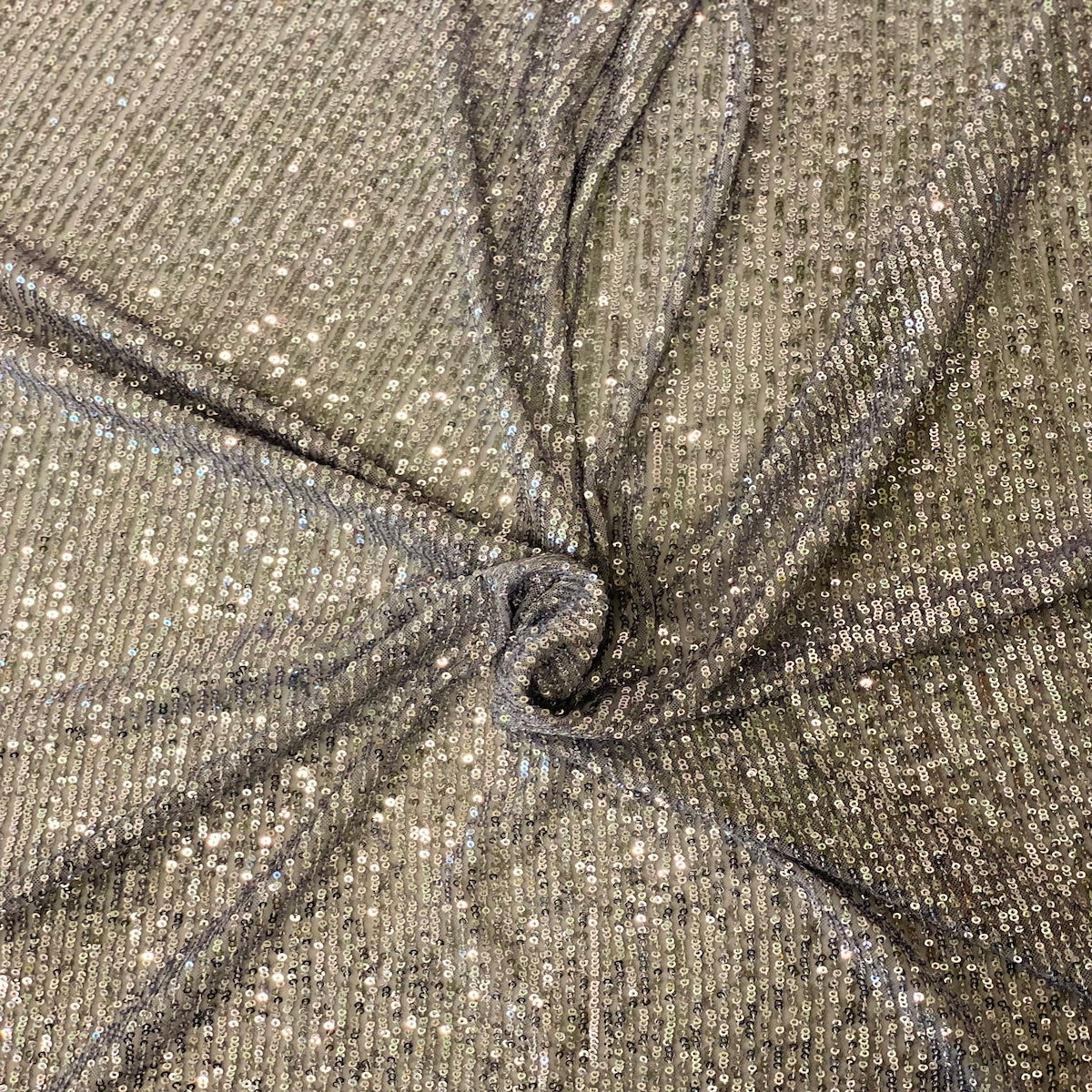 Silver | Gray Mille Striped Stretch Sequins Lace Fabric - Fashion Fabrics LLC