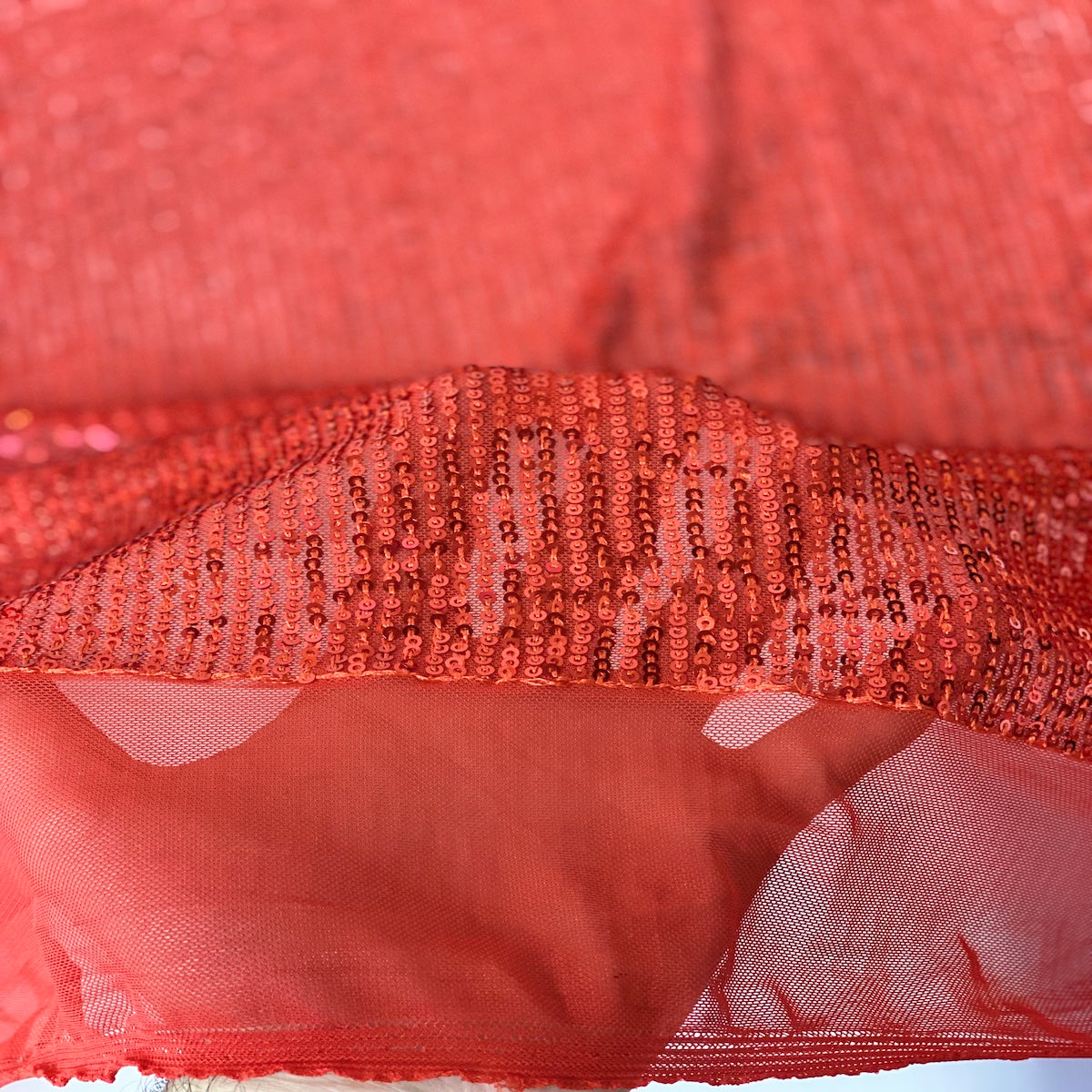 Red Mille Striped Stretch Sequins Lace Fabric - Fashion Fabrics LLC