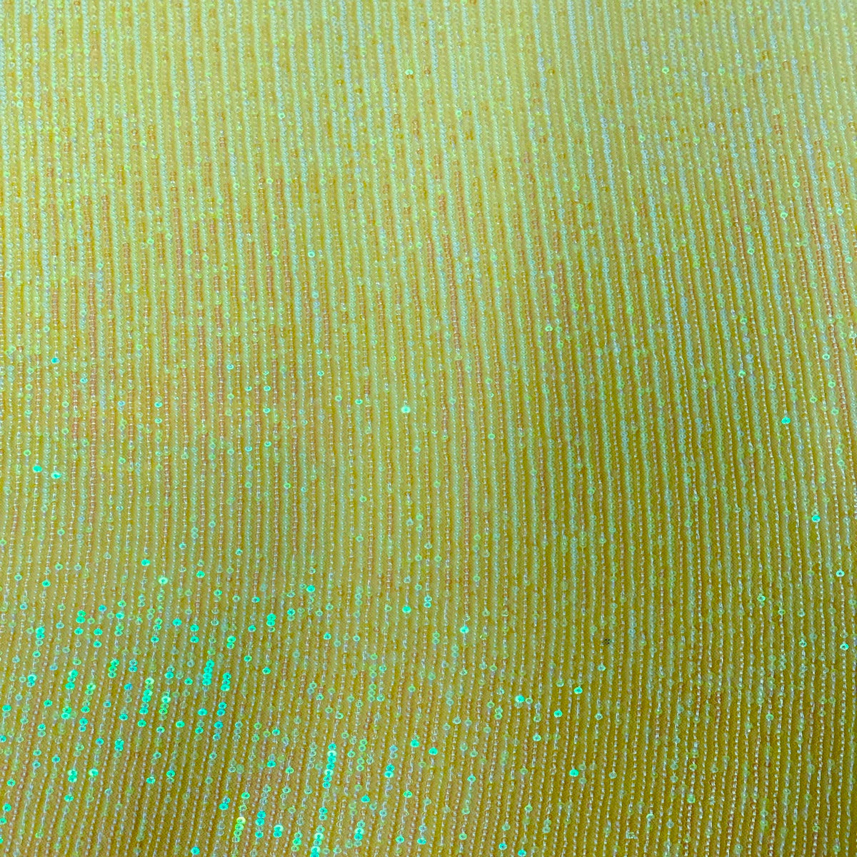 Yellow Iridescent Mille Striped Stretch Sequins Lace Fabric - Fashion Fabrics LLC