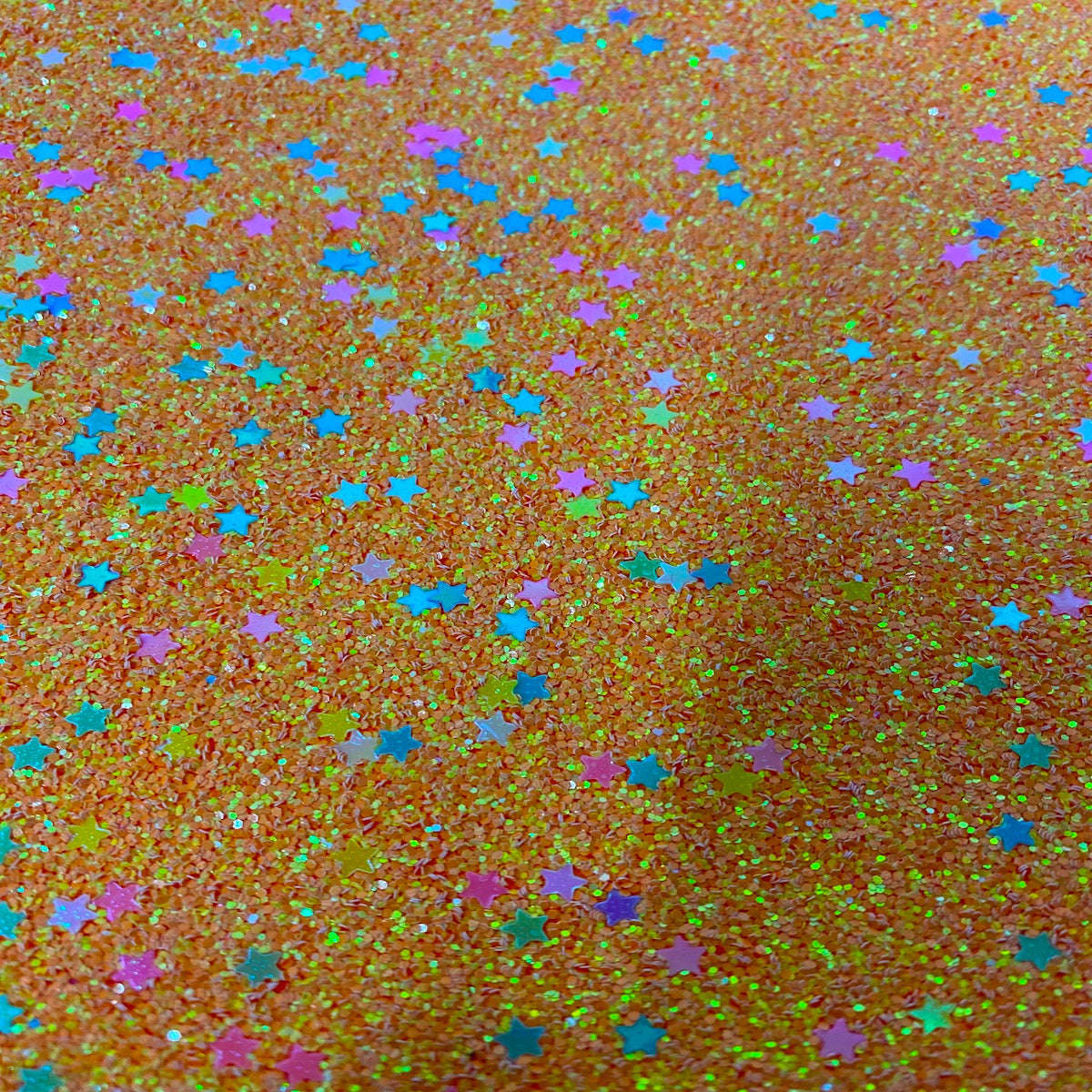 Orange Iridescent Stardust Glitter Vinyl Fabric - Fashion Fabrics LLC