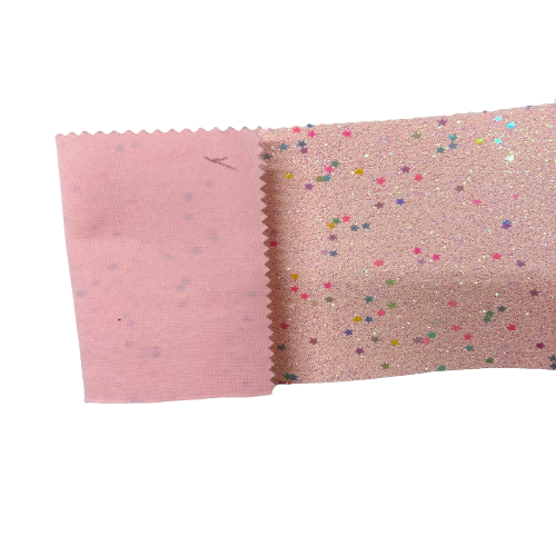 Dusty Pink Iridescent Stardust Glitter Vinyl Fabric - Fashion Fabrics LLC