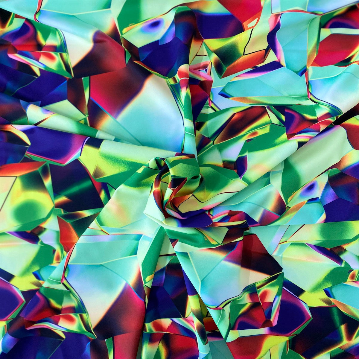 Lime Green Kaleidoscope Geometric Nylon Spandex Fabric - Fashion Fabrics LLC