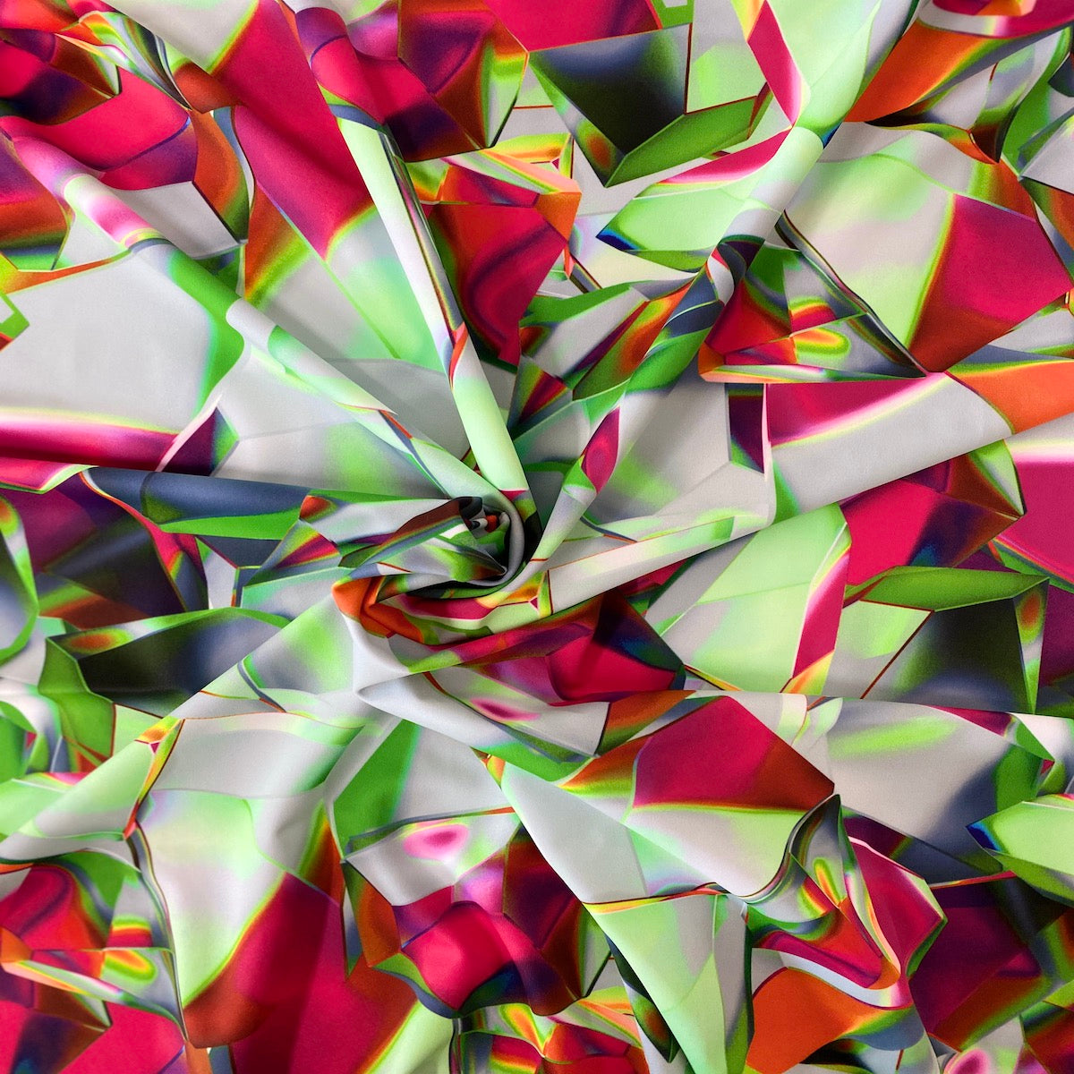 Red Kaleidoscope Geometric Nylon Spandex Fabric - Fashion Fabrics LLC