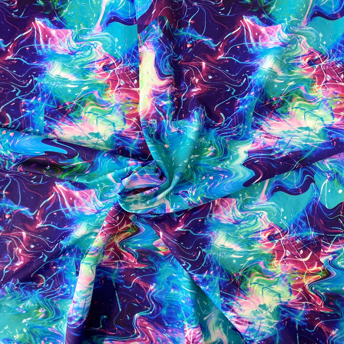 Blue Multicolor Laser Tie Dye Nylon Spandex Fabric - Fashion Fabrics LLC