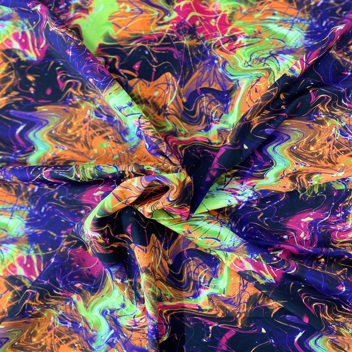 Black Multicolor Laser Tie Dye Nylon Spandex Fabric - Fashion Fabrics LLC