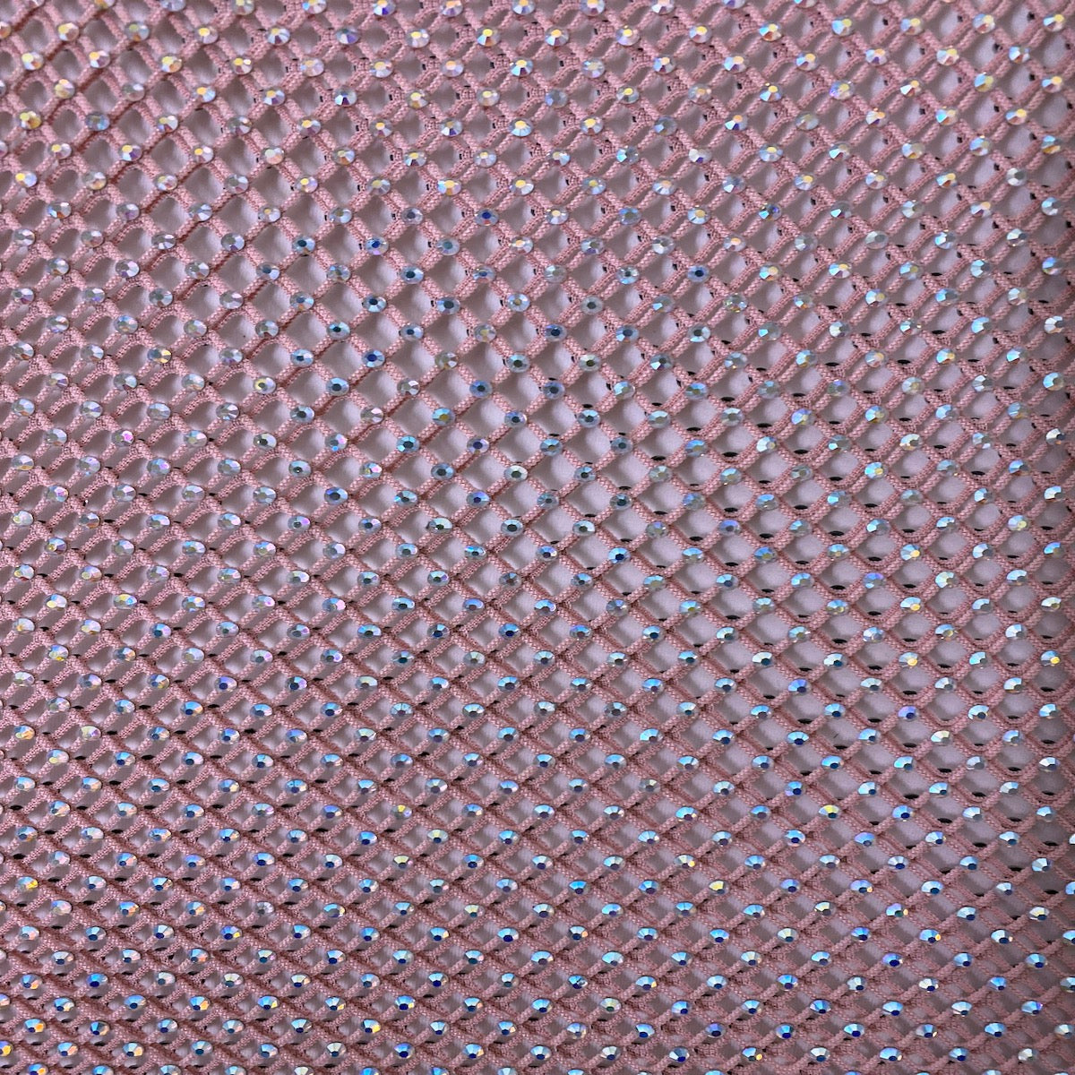 Mauve Pink Serene Iridescent Rhinestone Fishnet Lace Fabric - Fashion Fabrics LLC