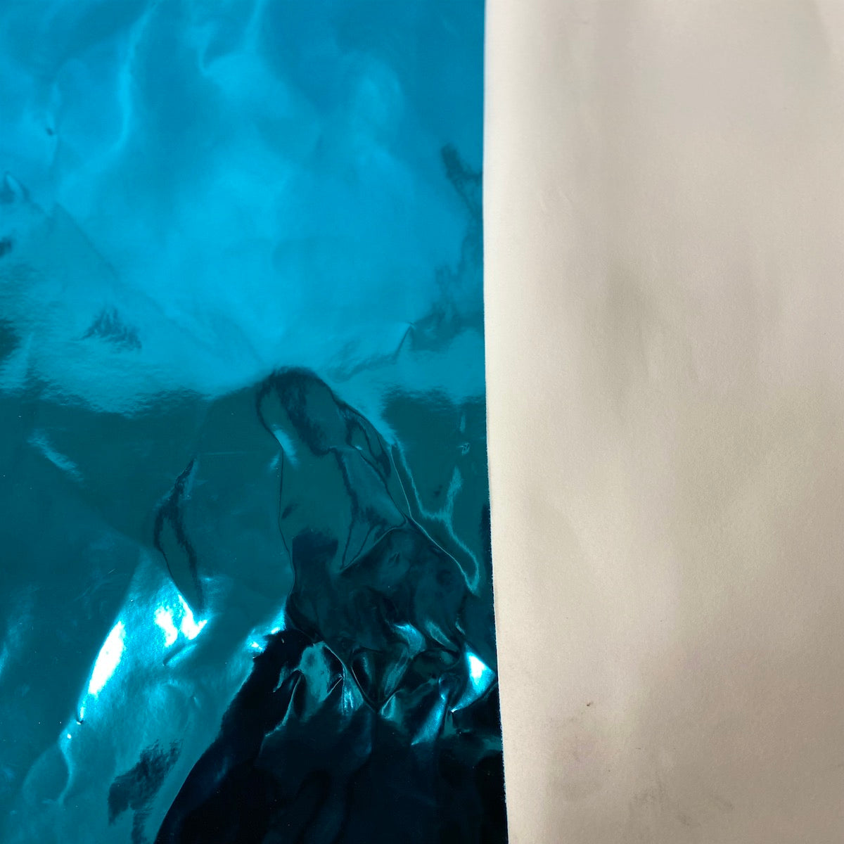 Turquoise Blue Chrome Reflective Mirror Vinyl Fabric - Fashion Fabrics LLC