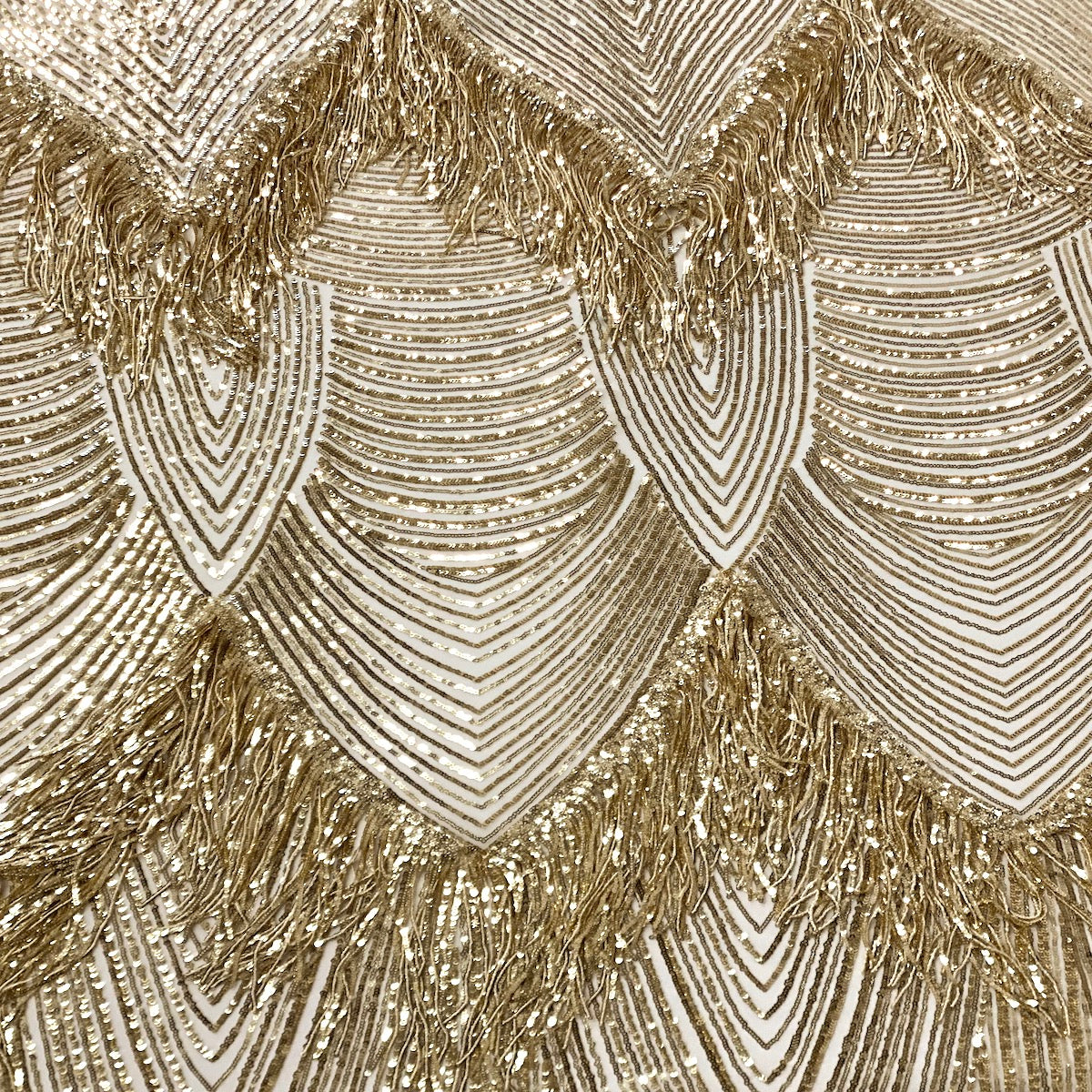 Gold Flamingo Fringe Sequins Embroidered Fabric - Fashion Fabrics LLC
