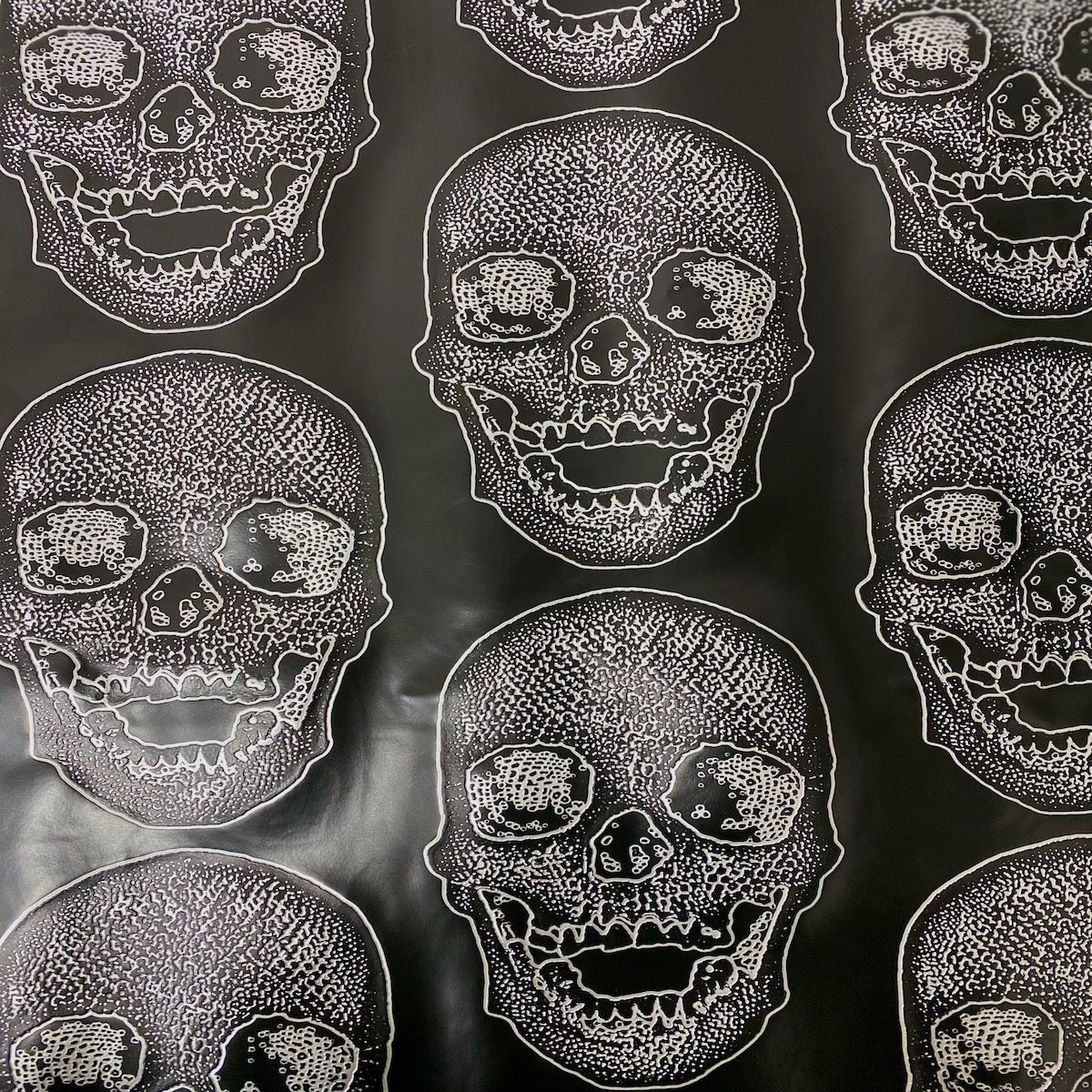 Black Skeleton Skull Vinyl Fabric - Fashion Fabrics LLC