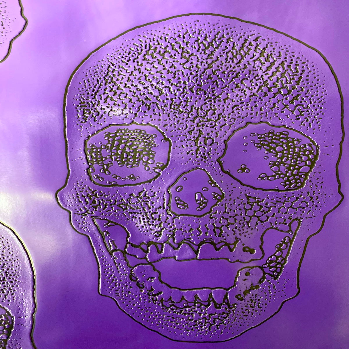 Purple Skeleton Skull Vinyl Fabric - Fashion Fabrics LLC