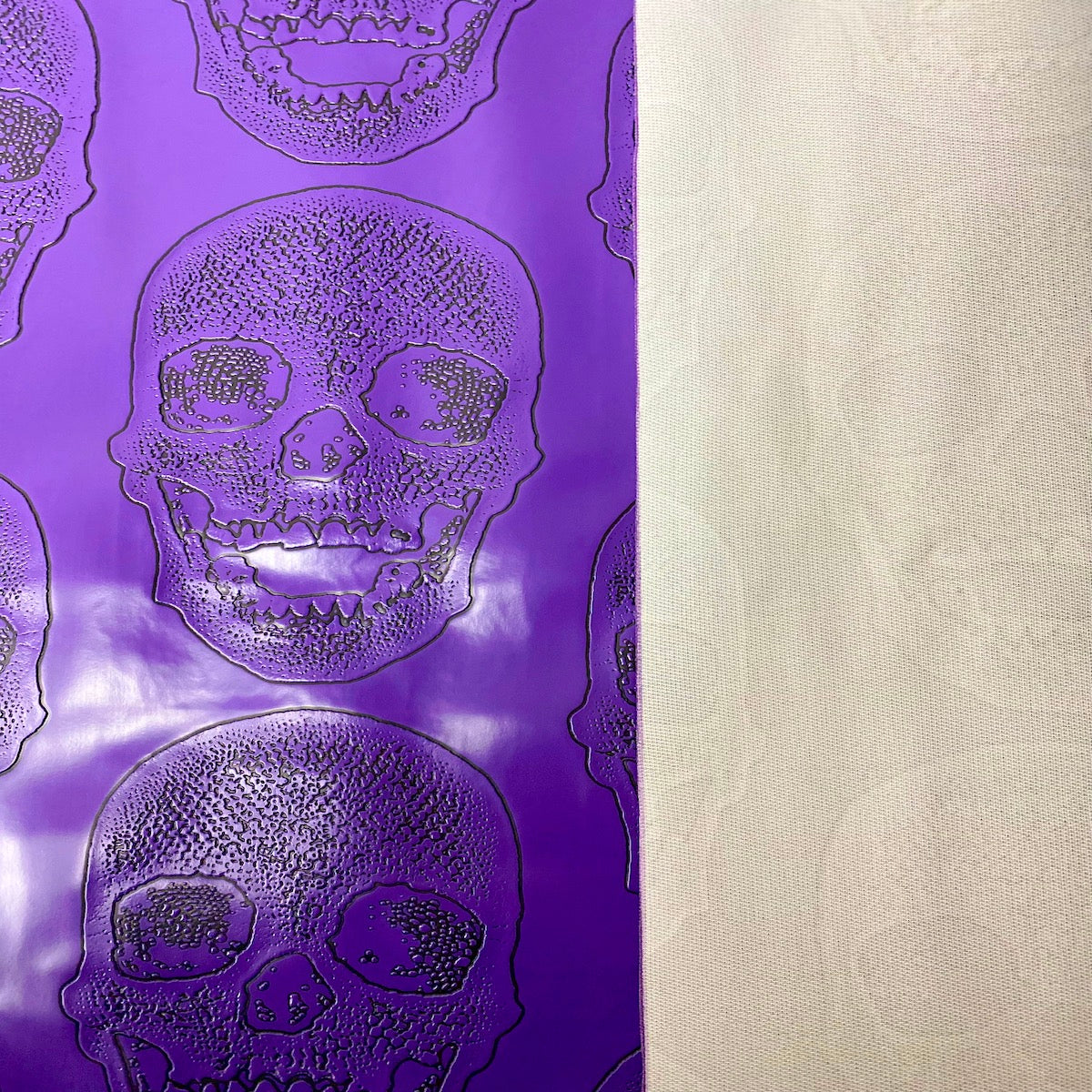 Purple Skeleton Skull Vinyl Fabric - Fashion Fabrics LLC