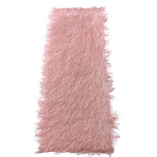 Blush Pink | Silver Metallic Faux Ostrich Feather Lace Fabric - Fashion Fabrics LLC