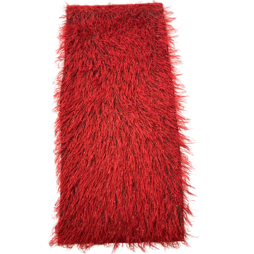 Red Metallic Faux Ostrich Feather Lace Fabric - Fashion Fabrics LLC