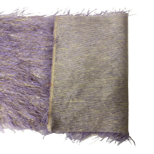 Lavender | Gold Metallic Faux Ostrich Feather Lace Fabric - Fashion Fabrics LLC