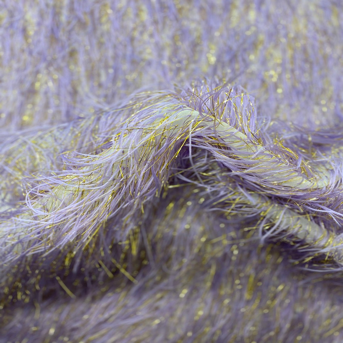 Lavender | Gold Metallic Faux Ostrich Feather Lace Fabric - Fashion Fabrics LLC