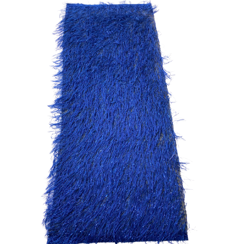 Royal Blue Metallic Faux Ostrich Feather Lace Fabric - Fashion Fabrics LLC