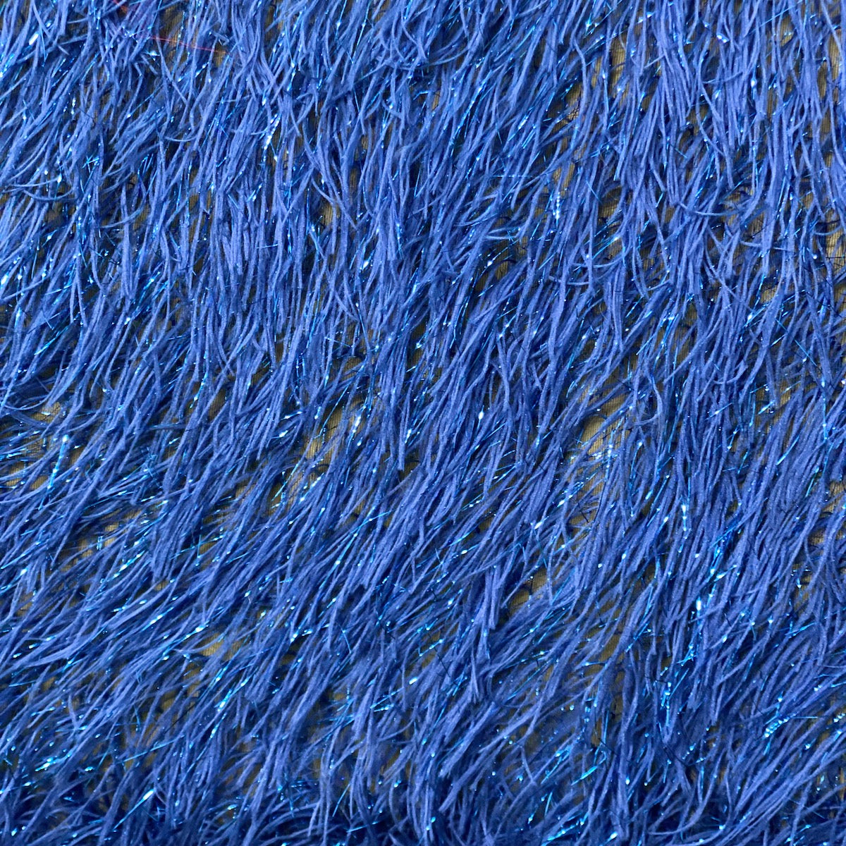 Royal Blue Metallic Faux Ostrich Feather Lace Fabric - Fashion Fabrics LLC