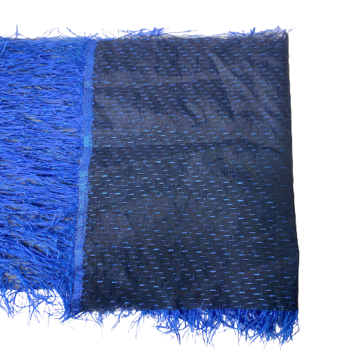 Royal Blue Metallic Faux Ostrich Feather Lace Fabric - Fashion Fabrics LLC