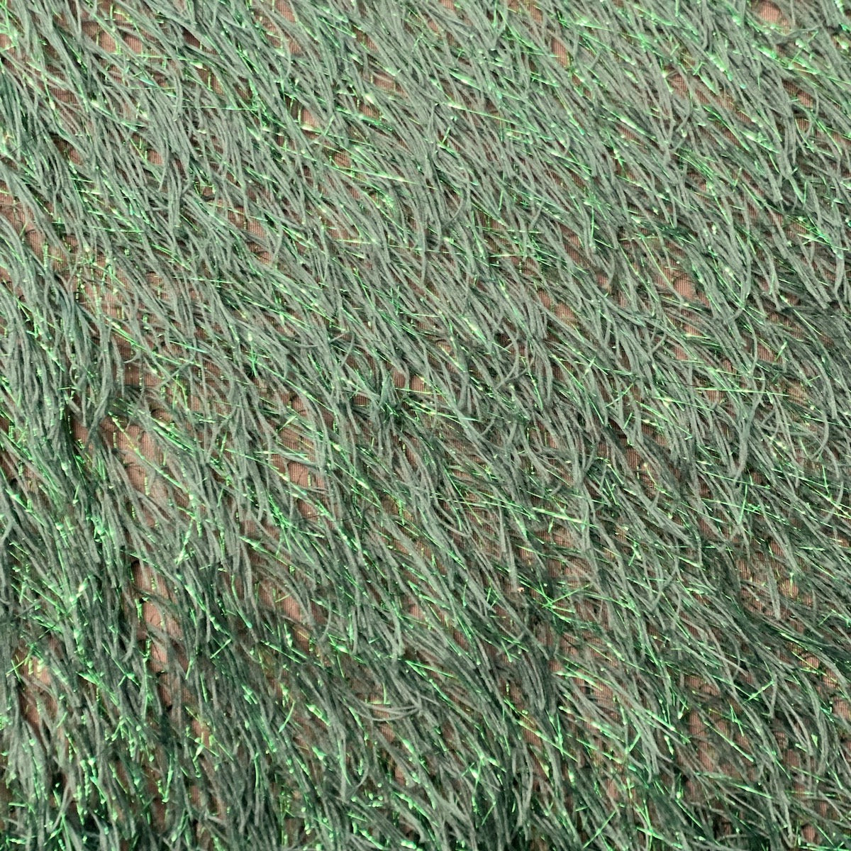 Hunter Green Metallic Faux Ostrich Feather Lace Fabric - Fashion Fabrics LLC