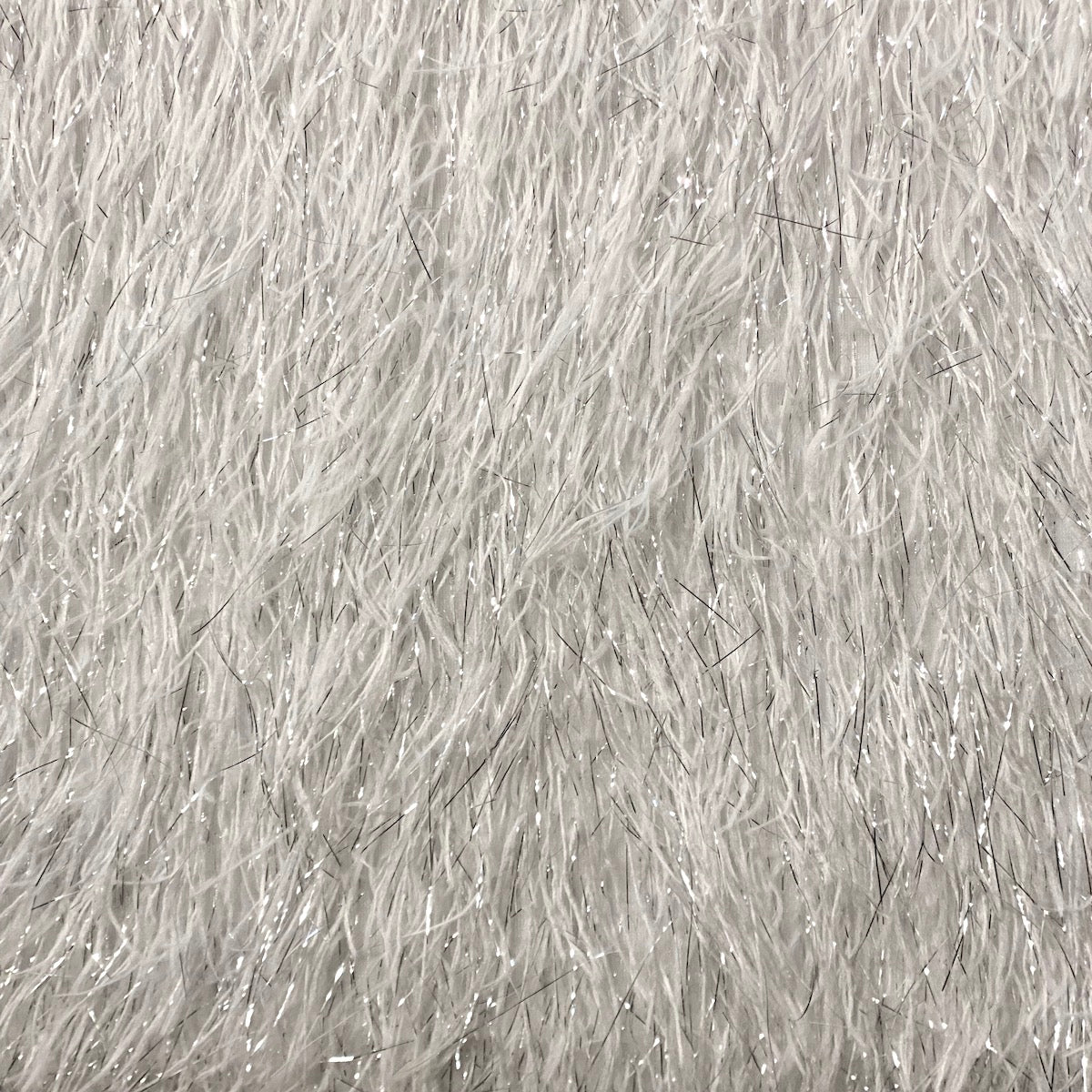 White | Silver Metallic Faux Ostrich Feather Lace Fabric - Fashion Fabrics LLC
