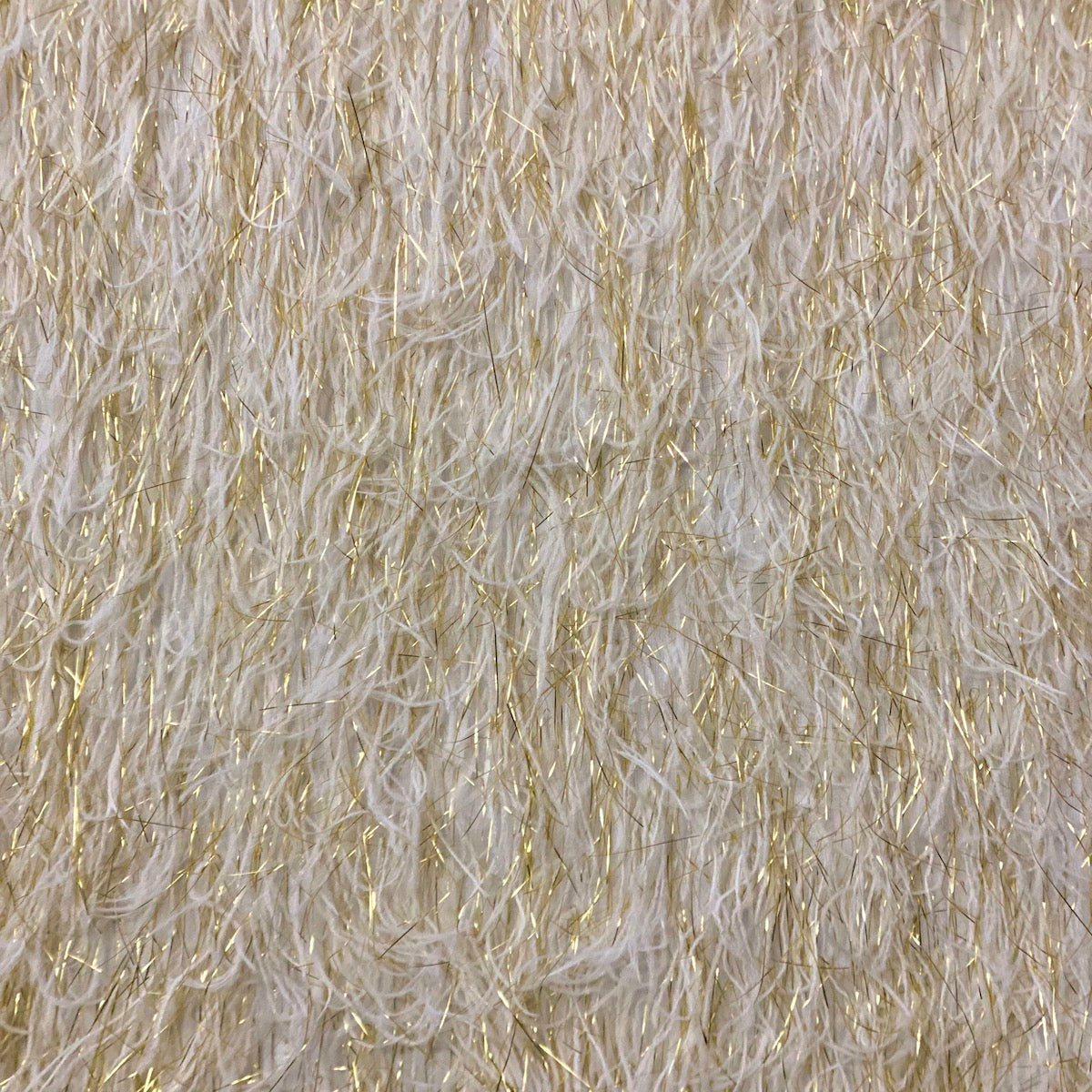 Ivory | Gold Metallic Faux Ostrich Feather Lace Fabric - Fashion Fabrics LLC