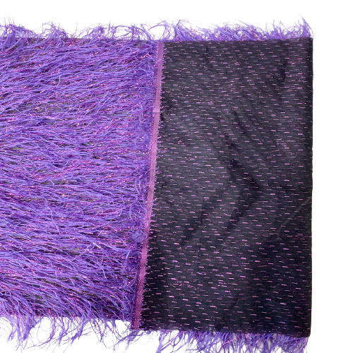 Purple Metallic Faux Ostrich Feather Lace Fabric - Fashion Fabrics LLC