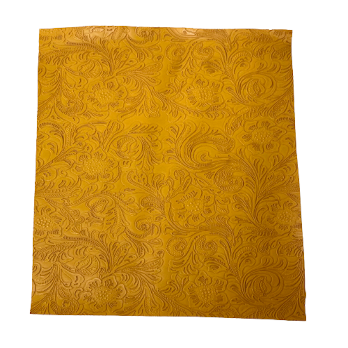 Mustard Yellow Western Floral PU Faux Leather Vinyl Fabric - Fashion Fabrics LLC