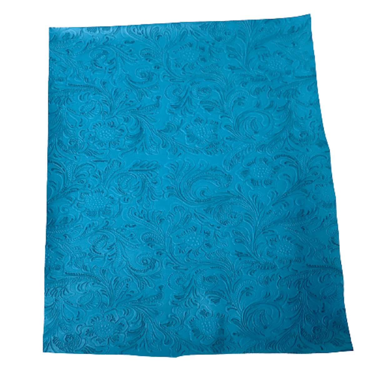 Ocean Blue Western Floral PU Faux Leather Vinyl Fabric - Fashion Fabrics LLC