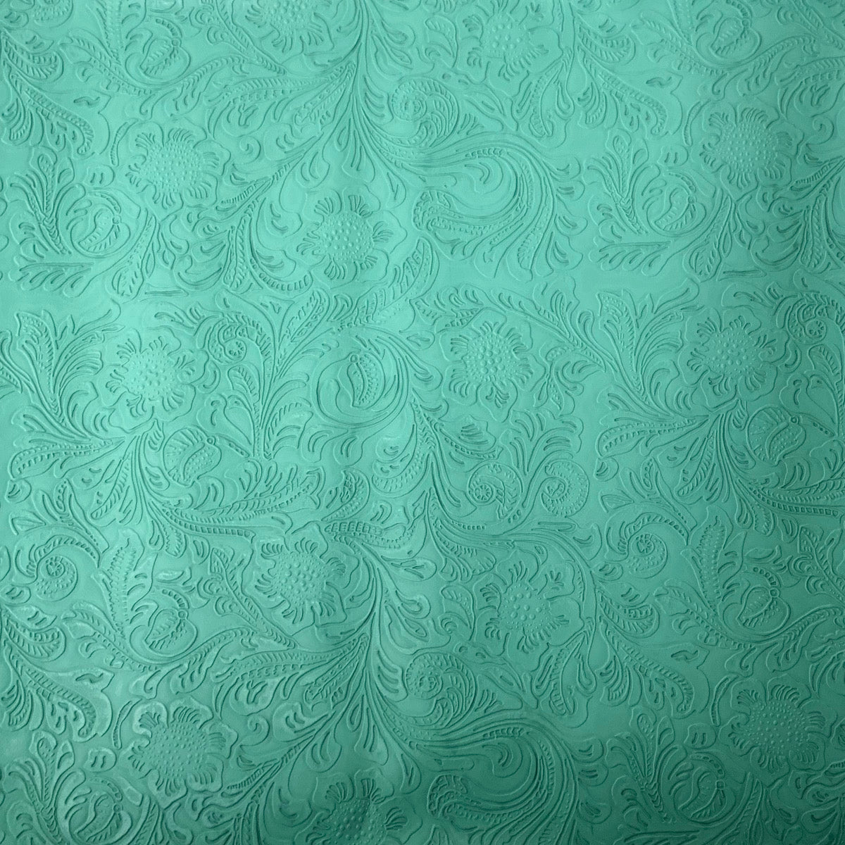 Mint Green Western Floral PU Faux Leather Vinyl Fabric - Fashion Fabrics LLC