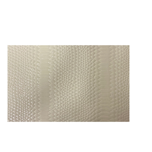 Ivory Culebra Patent 3D Embossed Snakeskin Vinyl Fabric - Fashion Fabrics LLC