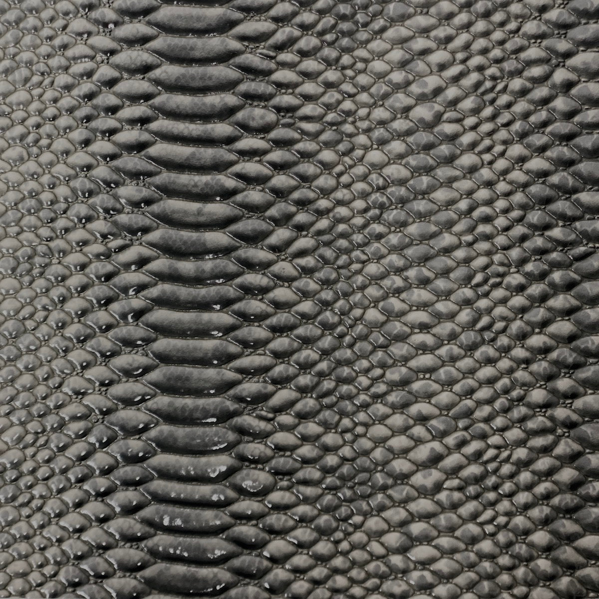 Gray Culebra Patent 3D Embossed Snakeskin Vinyl Fabric - Fashion Fabrics LLC